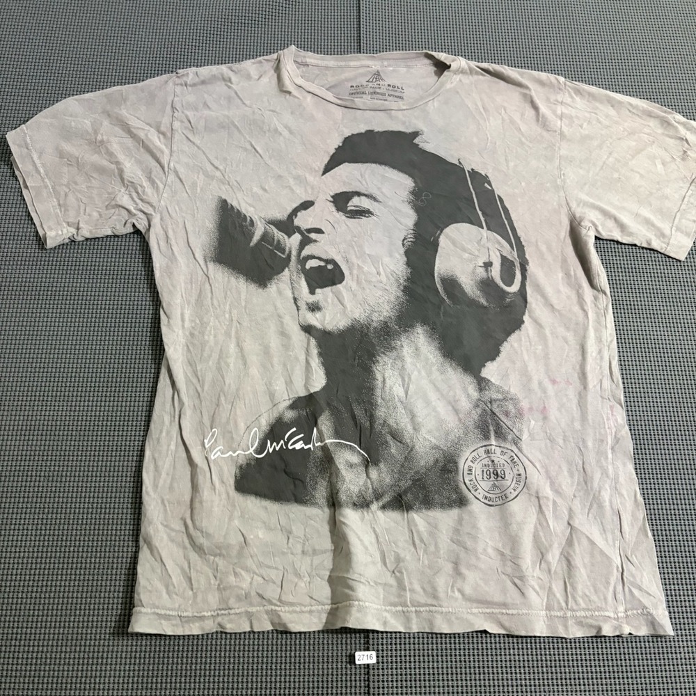 Rock and Roll Hall of Fame Paul McCartney Graphic T-Shirt Gray Large